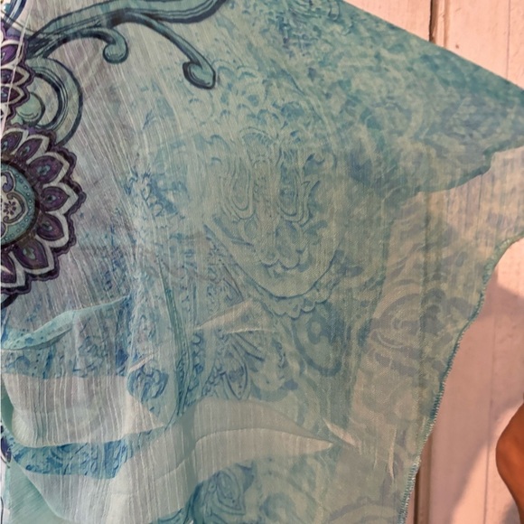 NWOT One World Knit Top With Butterfly Style Chiffon Sleeves - Picture 5 of 7